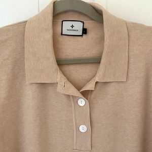 Tuckernuck Women’s Channing Polo Shirt Dress in Oatmeal, size Large